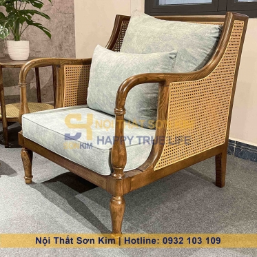 Bộ Sofa Club và Bàn Sofa Louis Gỗ Nâu BGC283