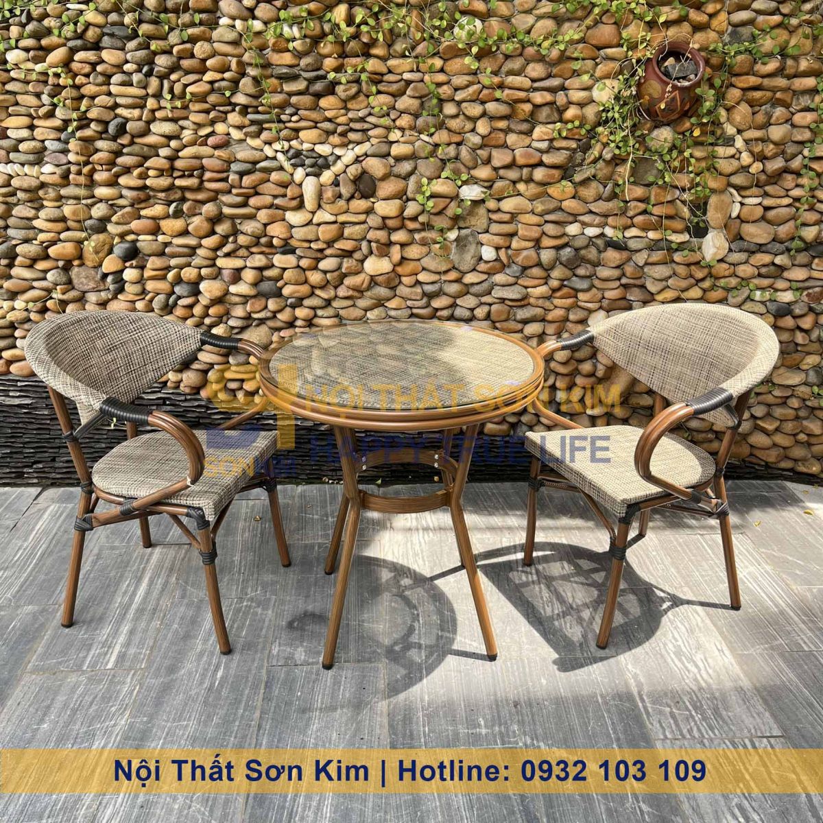 mẫu ghế cafe ngoài trời nhôm đúc phong cách tối giản hiện đại