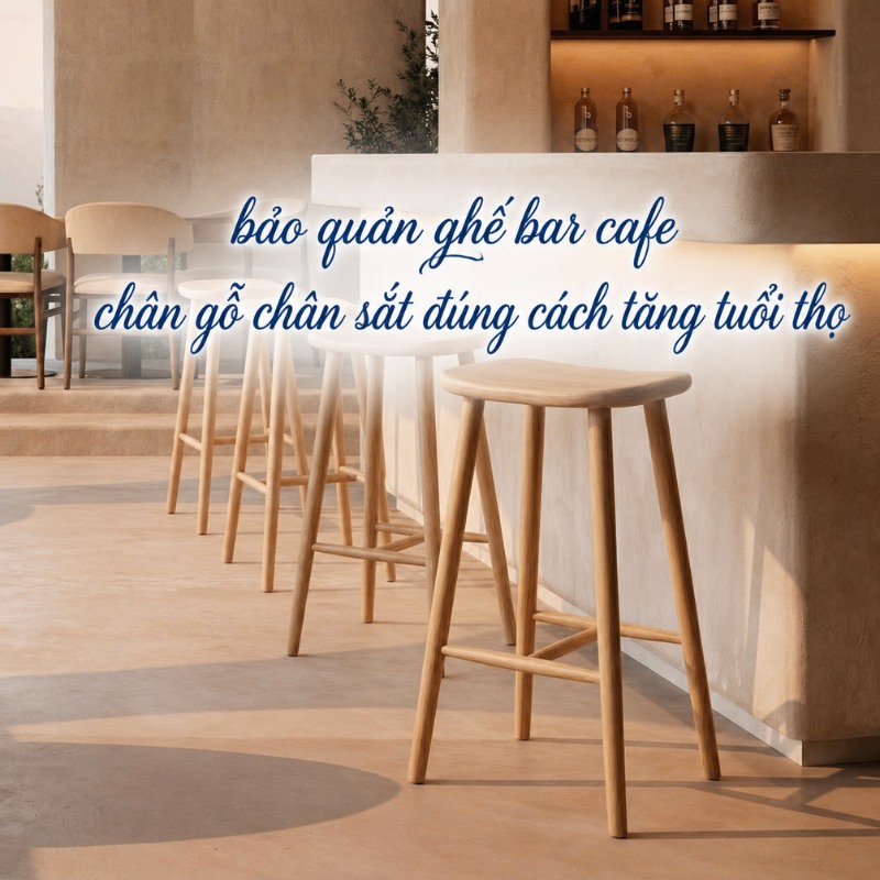 bảo quản ghế bar cafe chân gỗ chân sắt đúng cách tăng tuổi thọ