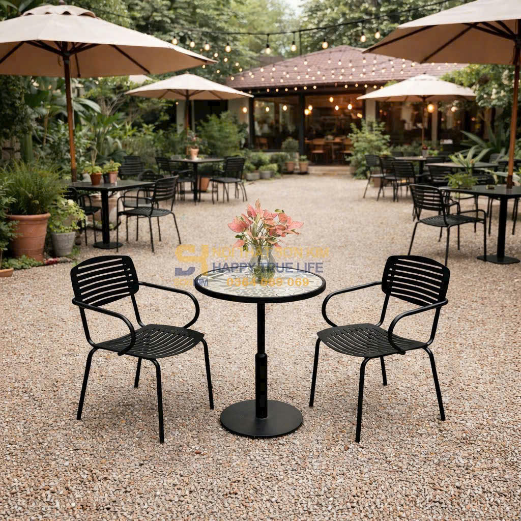 ghế sắt cafe sân vườn ngoài trời bền đẹp