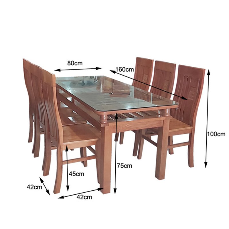 Kích thước bàn ghế ăn tiêu chuẩn: Hãy tưởng tượng một bữa tiệc tuyệt vời cùng gia đình và bạn bè tại nhà bạn. Với kích thước bàn ghế ăn tiêu chuẩn, các thành viên có thể tự do di chuyển và thưởng thức món ăn một cách thoải mái. Điều này sẽ đem lại trải nghiệm trọn vẹn cho mọi người.