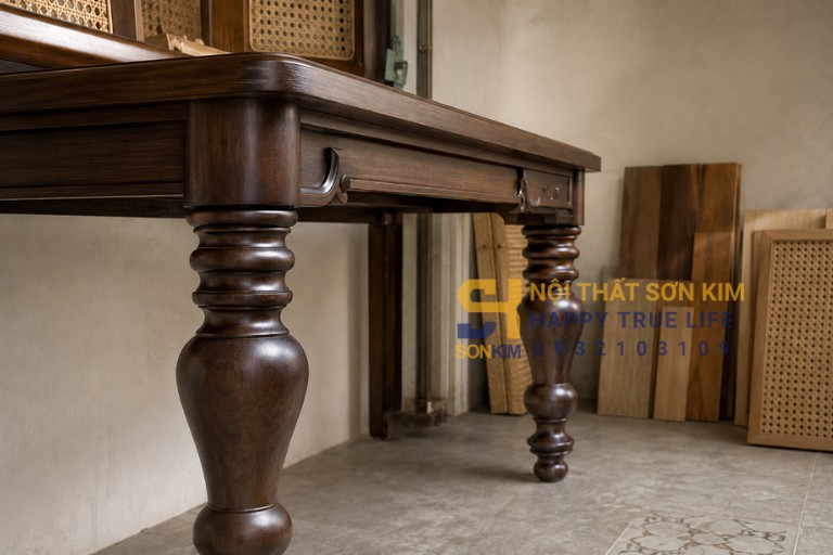 Bàn console chân tiện búp sen phong cách Indochine