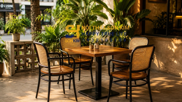 Mẫu bàn ghế cafe gỗ sắt mây đa dạng chất liệu tại TPHCM