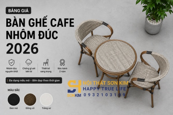 Bảng giá bàn ghế cafe nhôm đúc 2026
