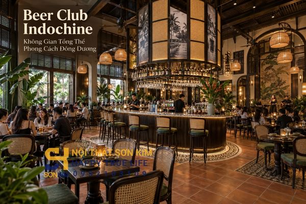 Beer club Indochine không gian tổng thể phong cách Đông Dương