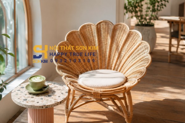 Ghế mây sò cafe form vỏ sò chụp ảnh đẹp