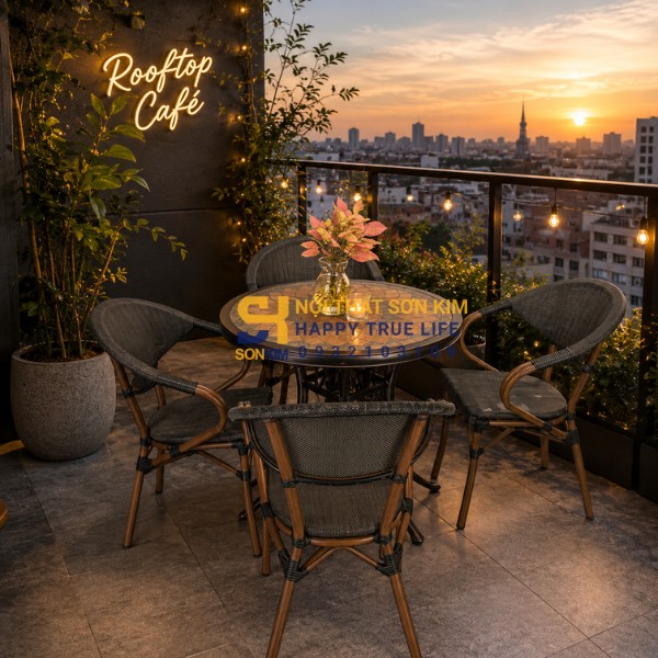 Ghế nhôm đúc cafe sân vườn cho rooftop ban công