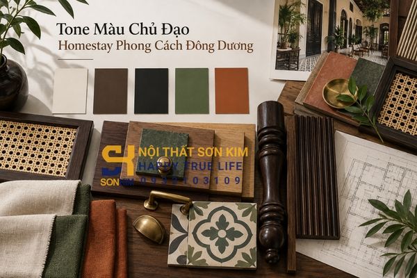 Tone màu chủ đạo homestay phong cách đông dương