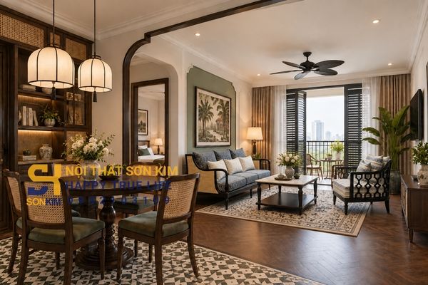 Mẫu căn hộ chung cư Indochine đẹp phong cách Đông Dương hiện đại