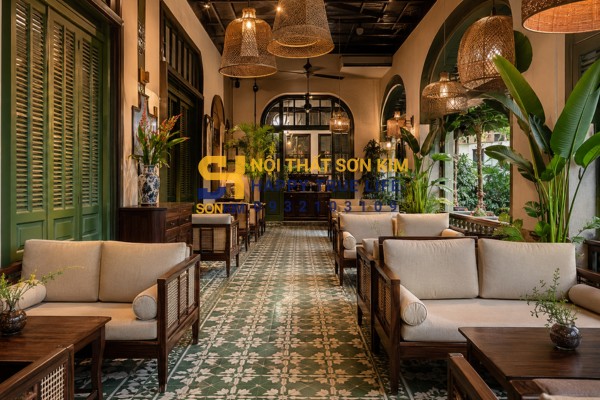 Mẫu quán cafe đẹp phong cách Indochine Đông Dương