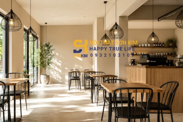 Mẫu quán cafe đẹp đơn giản phong cách tối giản