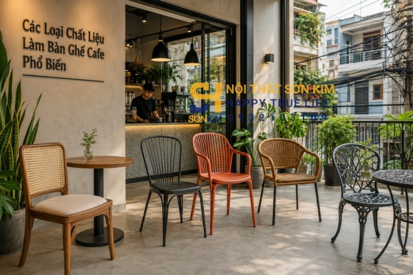 các loại chất liệu làm bàn ghế cafe phổ biến