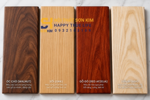 So sánh vân gỗ óc chó sồi gõ đỏ tần bì làm sofa cao cấp