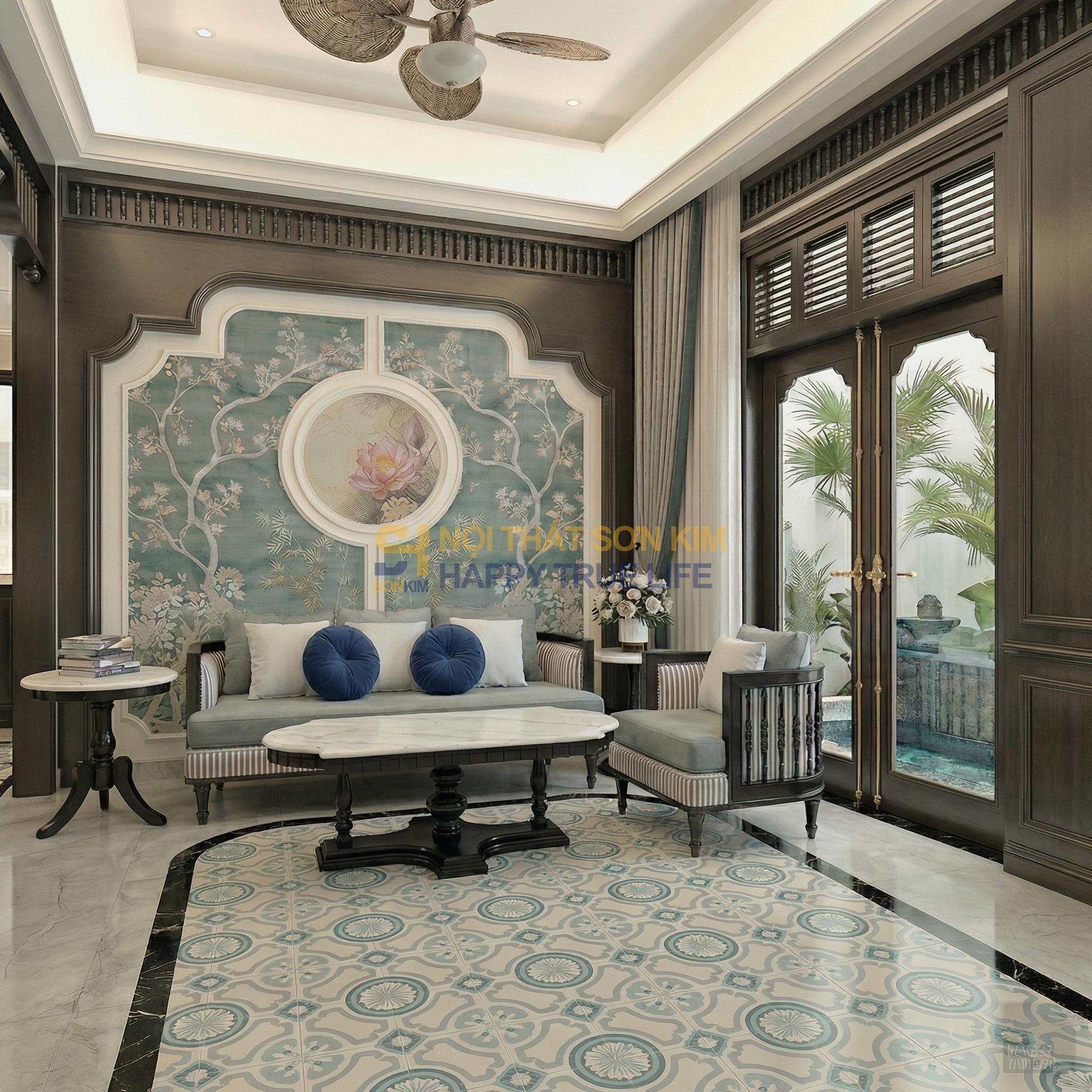 Bộ sofa ADORA Vẻ Đẹp INDΟCHINE Đẳng Cấp Màu Nâu BGC366