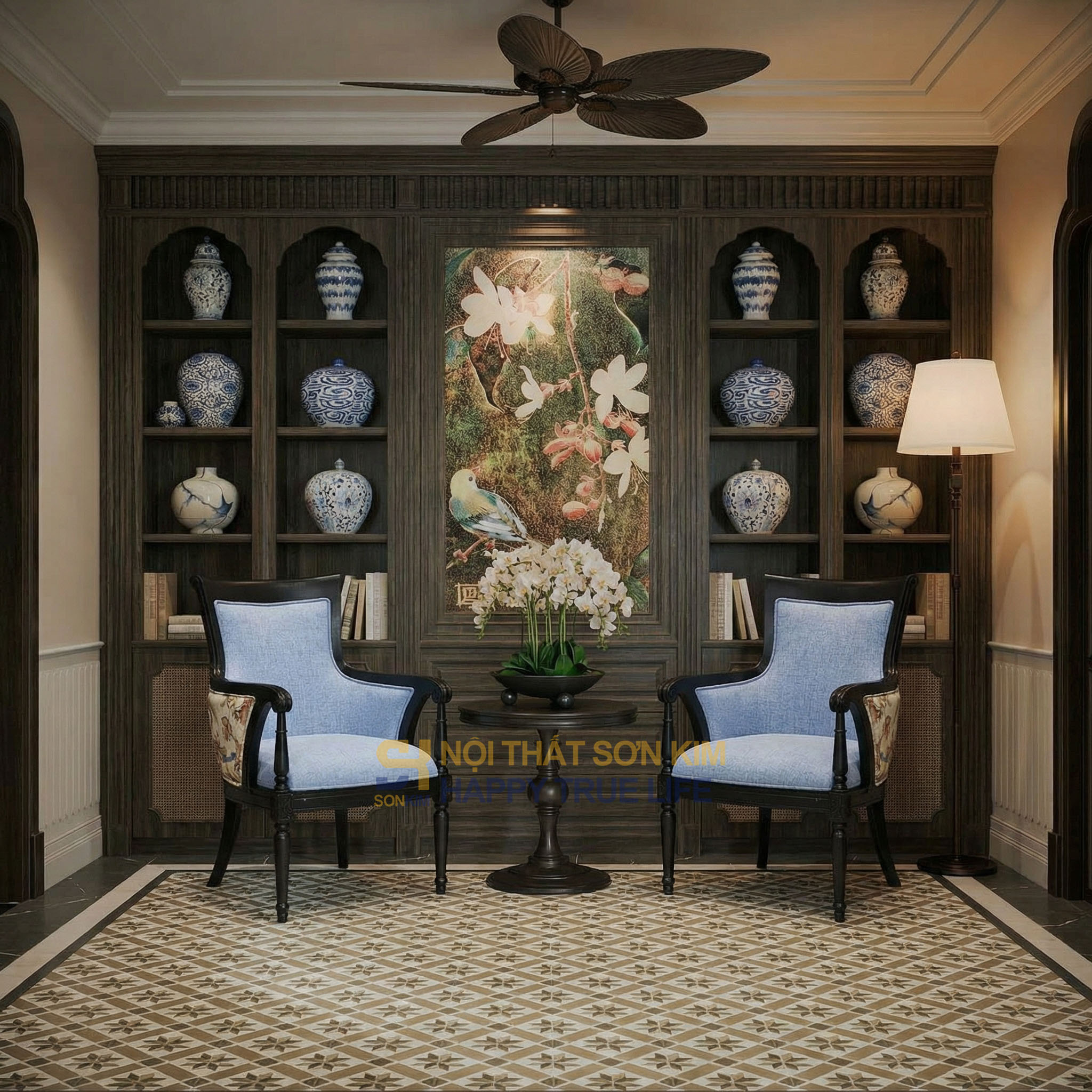 Bộ Bàn Cafe Indochine Mặt Đá - Ghế Matila BGC365