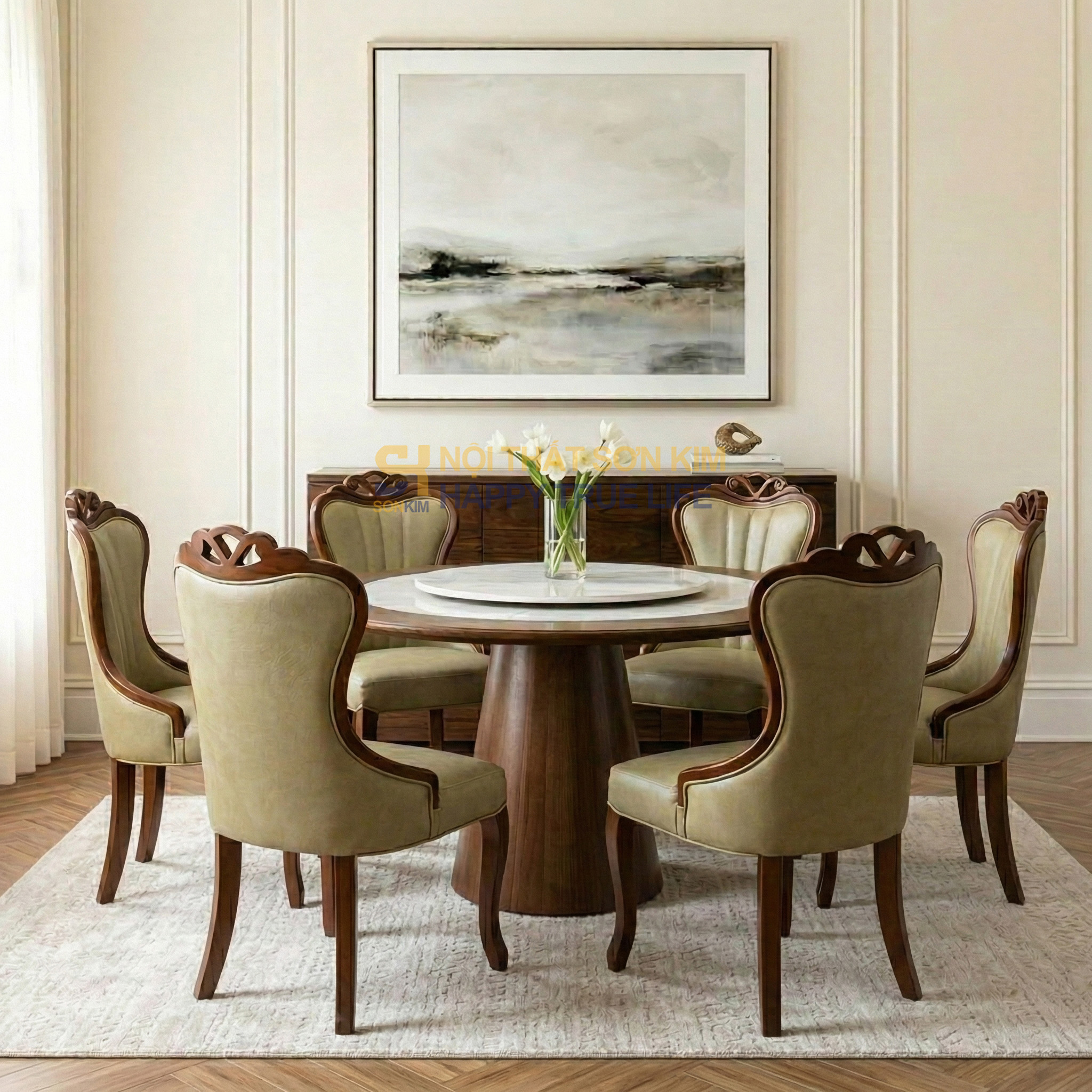 Bàn Trụ Nón Mặt Đá & Ghế Nova BGA141