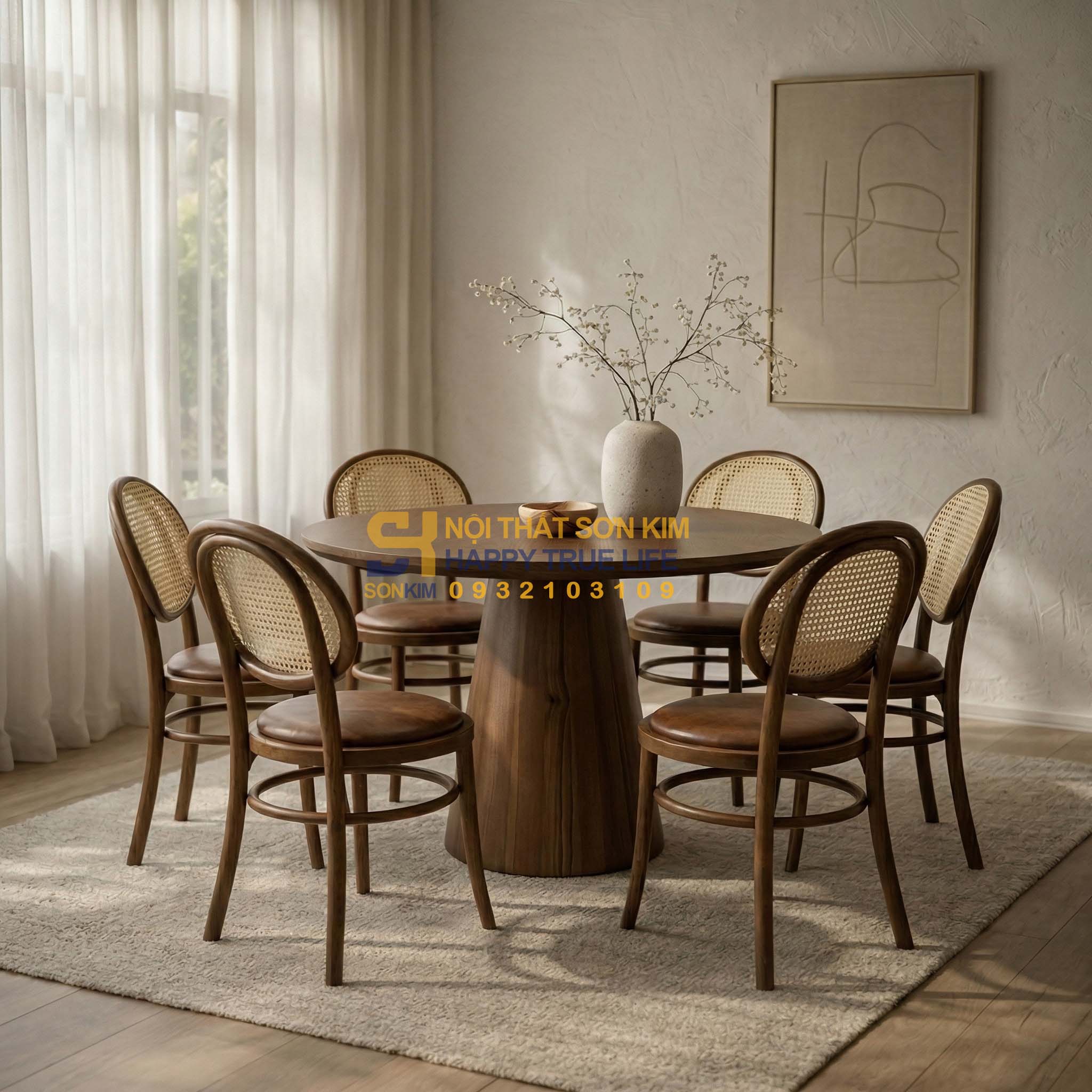 Bộ Bàn Ăn Tròn & Ghế ăn Thonet Vầng Trăng BGA147