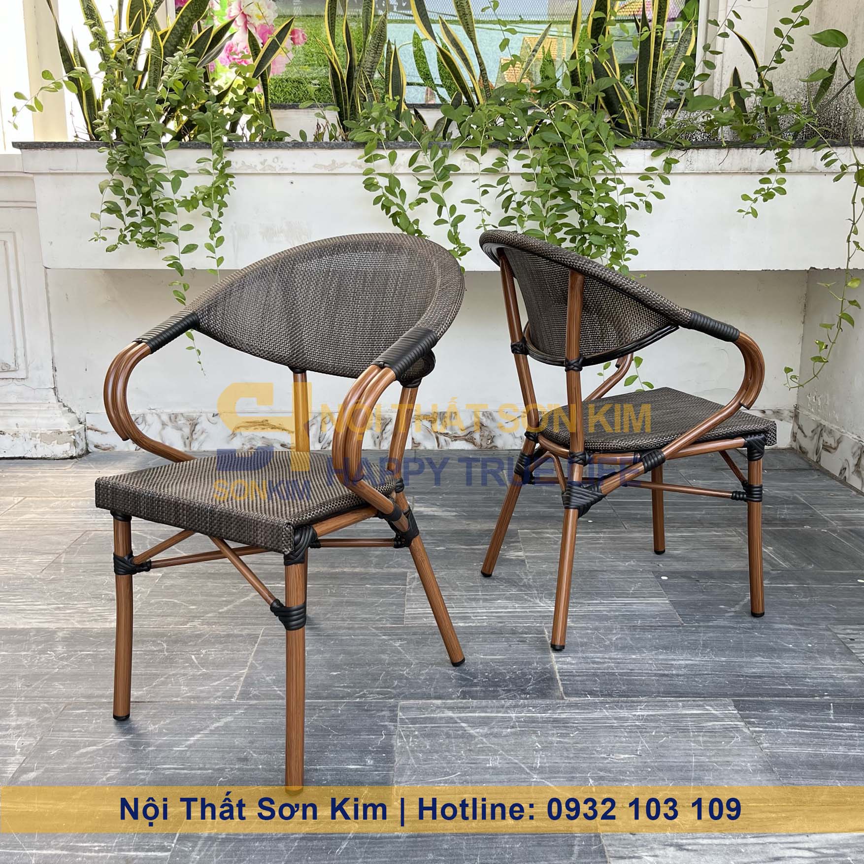 Bộ bàn ghế cafe nhôm đúc ngoài trời BGC236