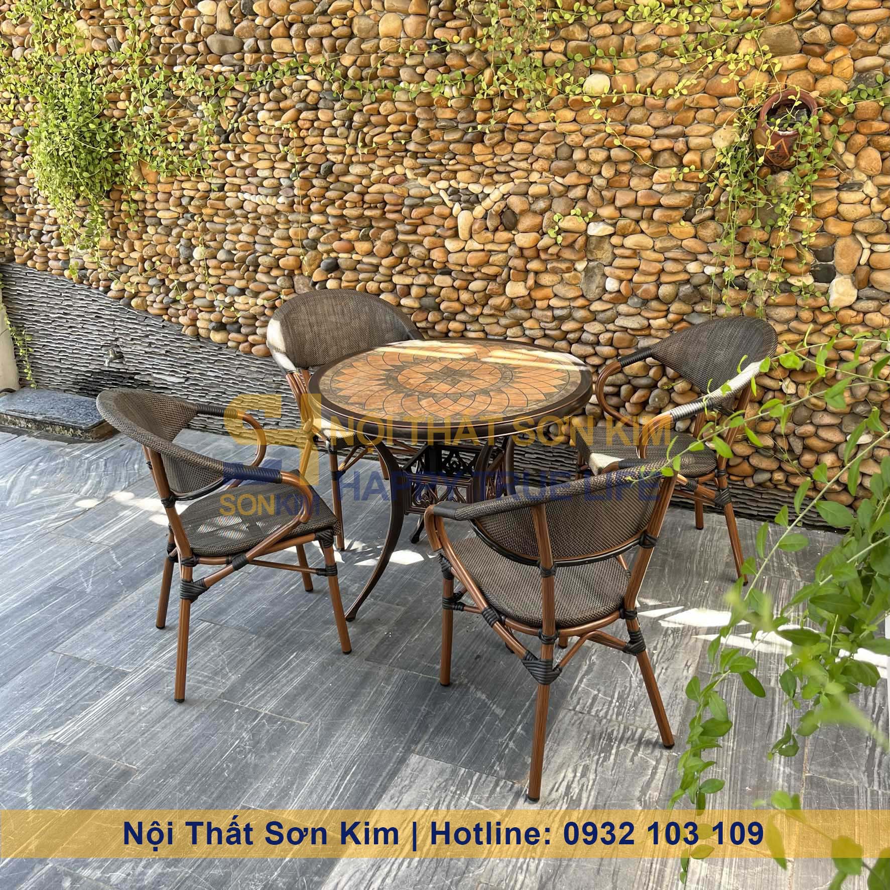 Bộ bàn ghế cafe nhôm đúc ngoài trời BGC236