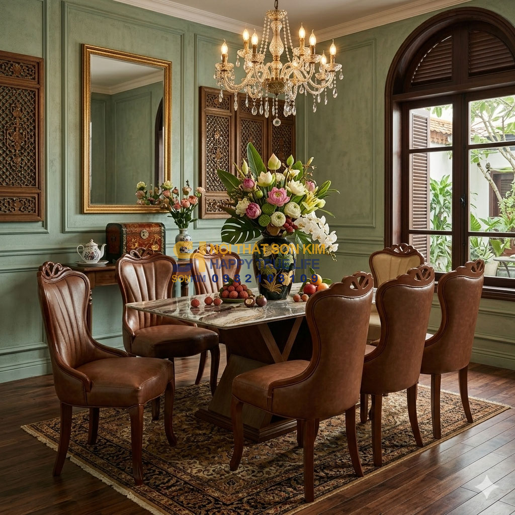 Bộ bàn ăn Wanda mặt đá & Ghế Ăn Nova sang trọng BGA142