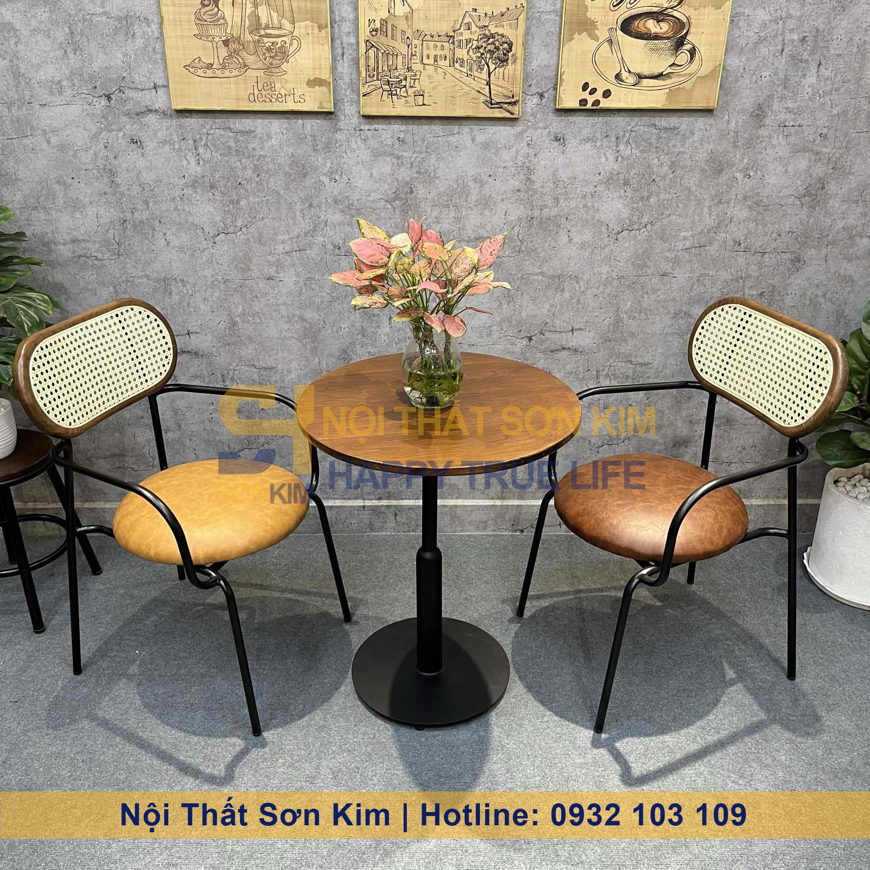 Ghế HENRY có tay kết hợp với bàn café Sơn Kim BGC233