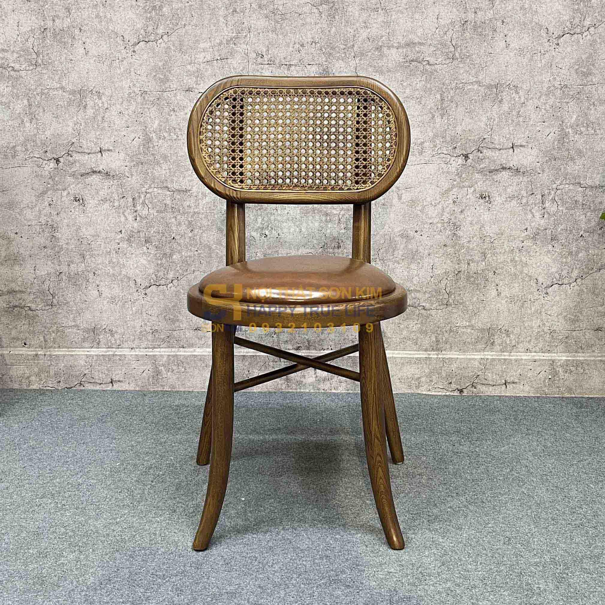 Ghế Thonet Chéo Mây Nâu GC184