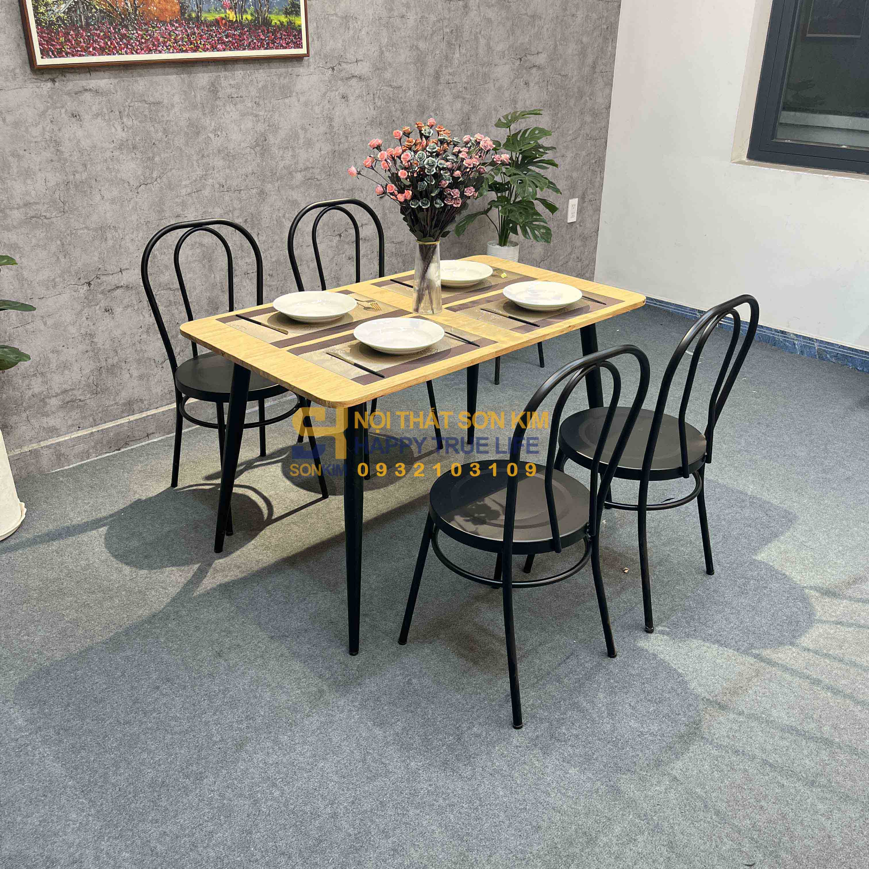 Bàn Ăn Chân Côn Ghế Thonet Sắt BGC332