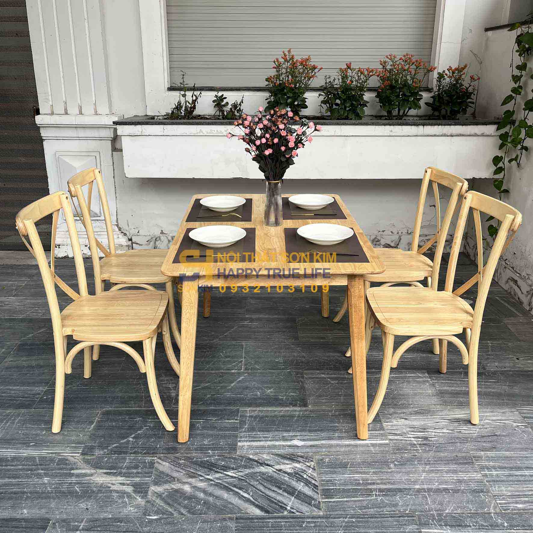 Bộ Bàn Ăn Ashley Ghế Bistro Gỗ Cao Su Màu Tự Nhiên BGA102