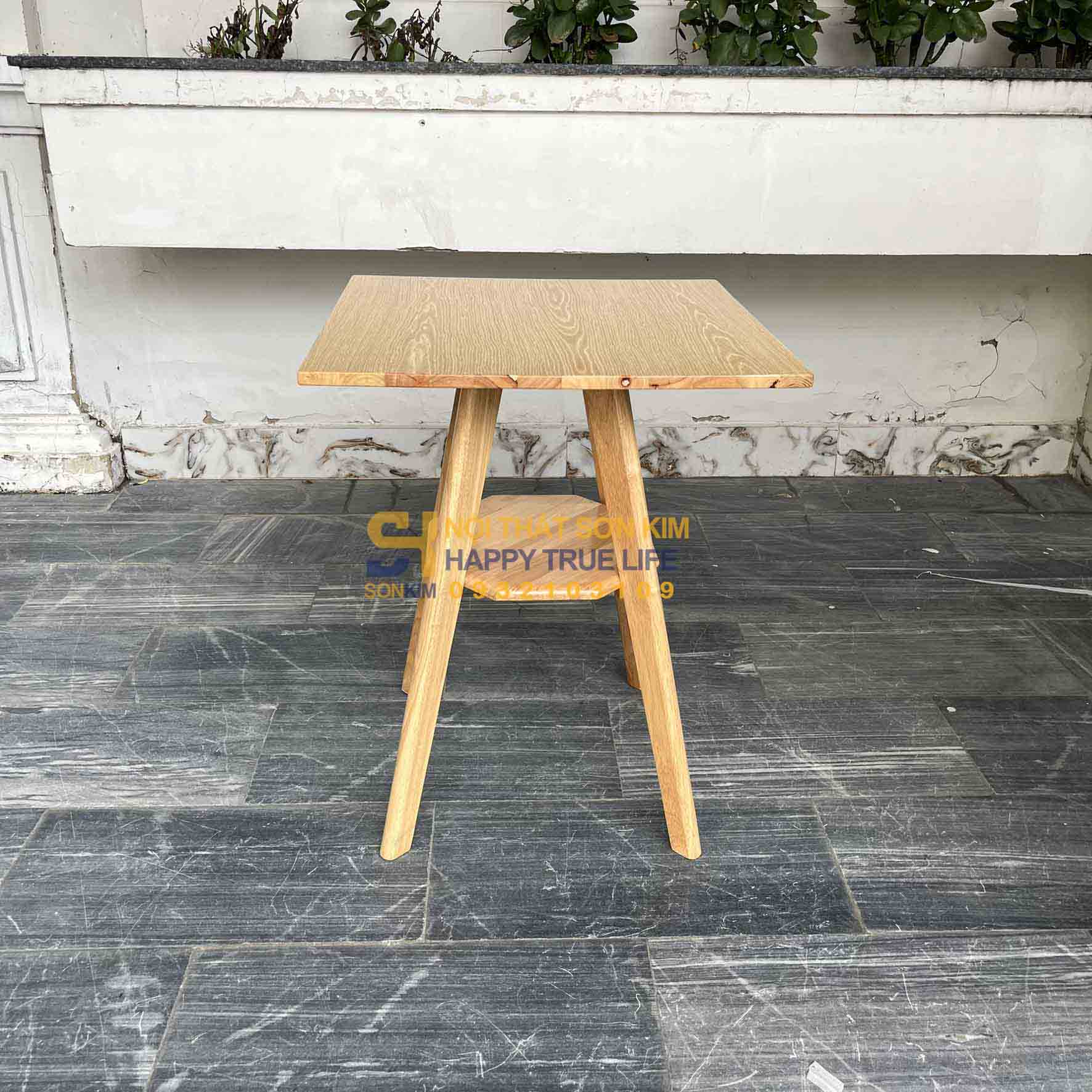 Bàn Cafe 2 Tầng Gỗ Cao Su Màu Tự Nhiên BC89