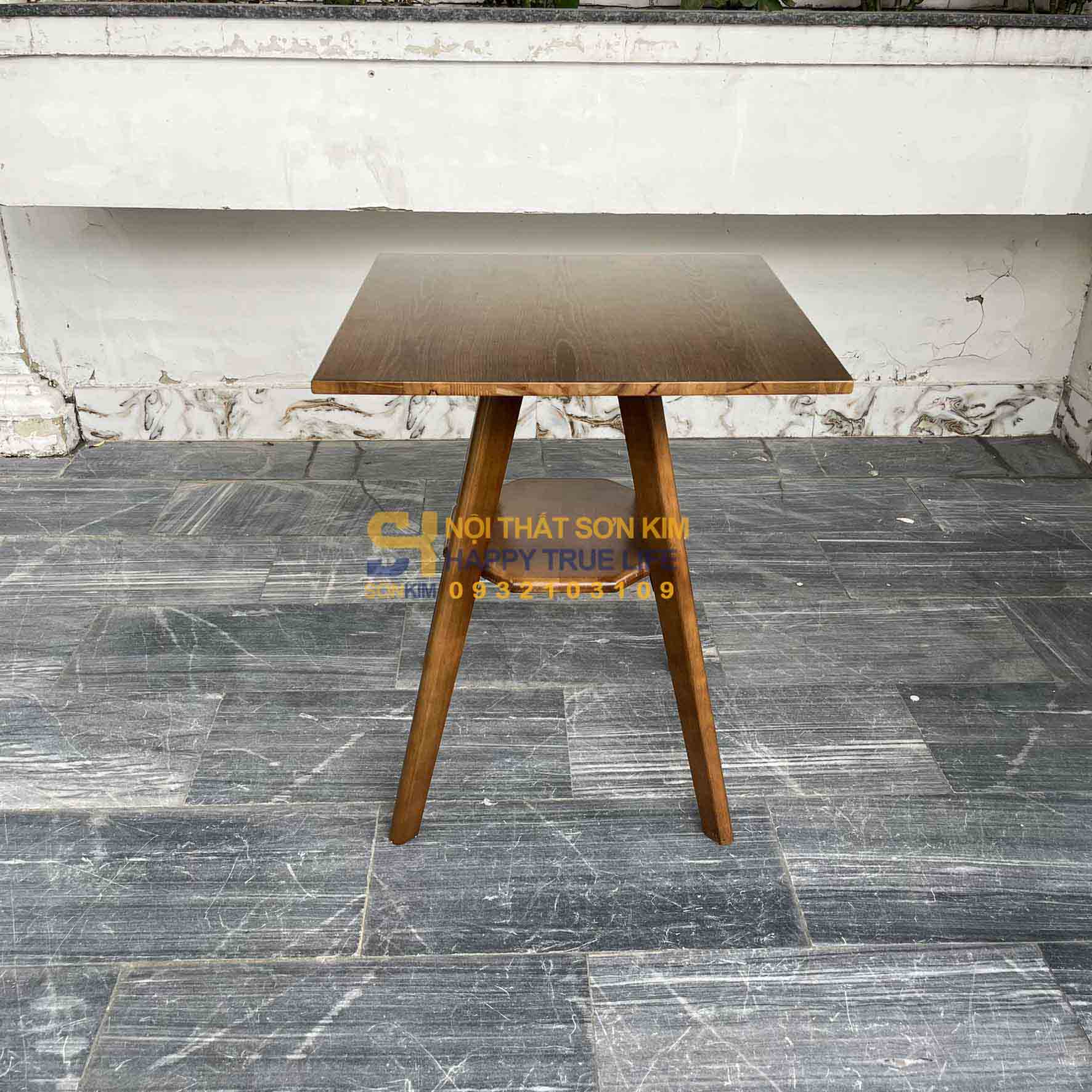 Bàn Cafe 2 Tầng Gỗ Cao Su Màu Nâu BC88