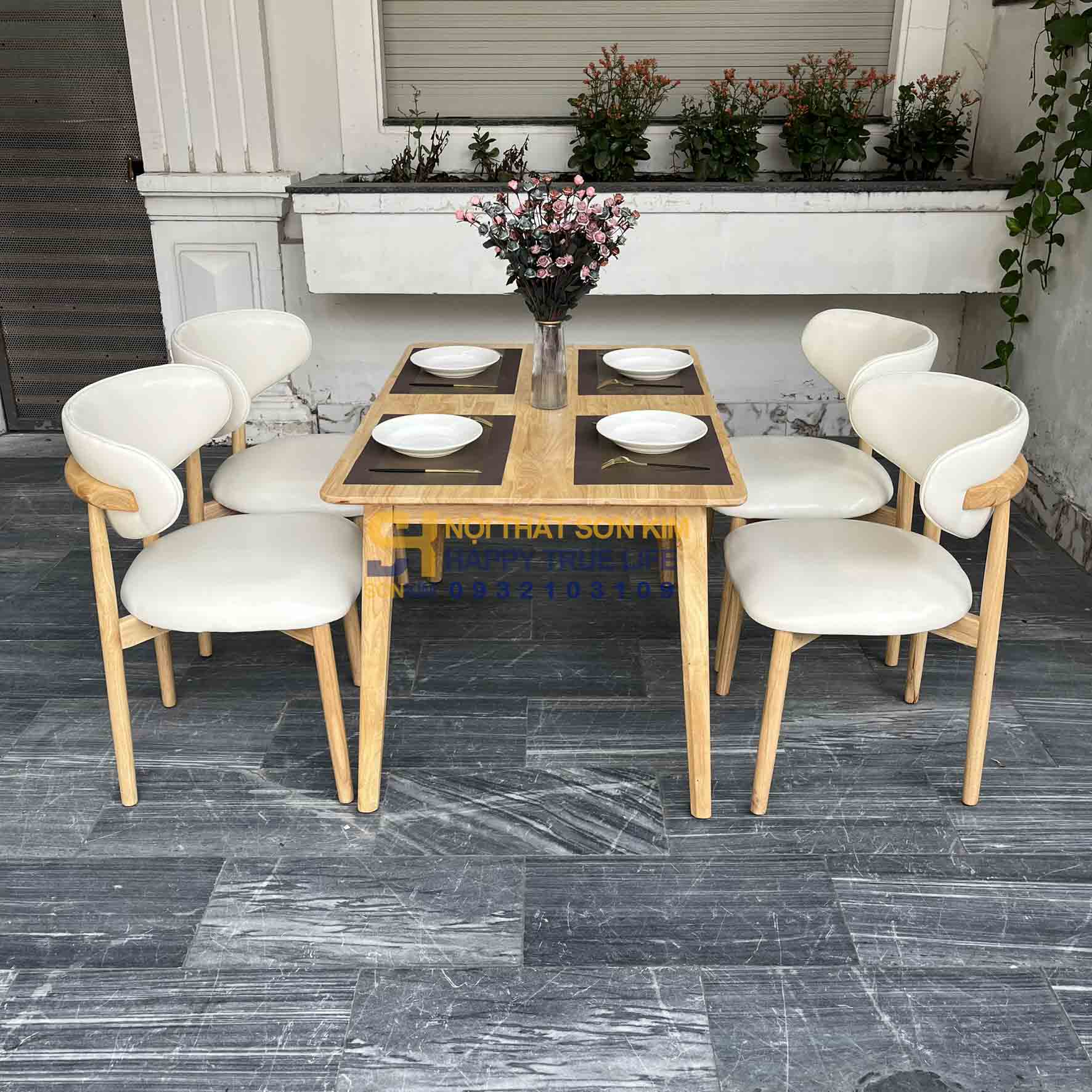 Bộ Bàn Ăn Ashley Ghế Oleandro Gỗ Cao Su Màu Tự Nhiên BGA98