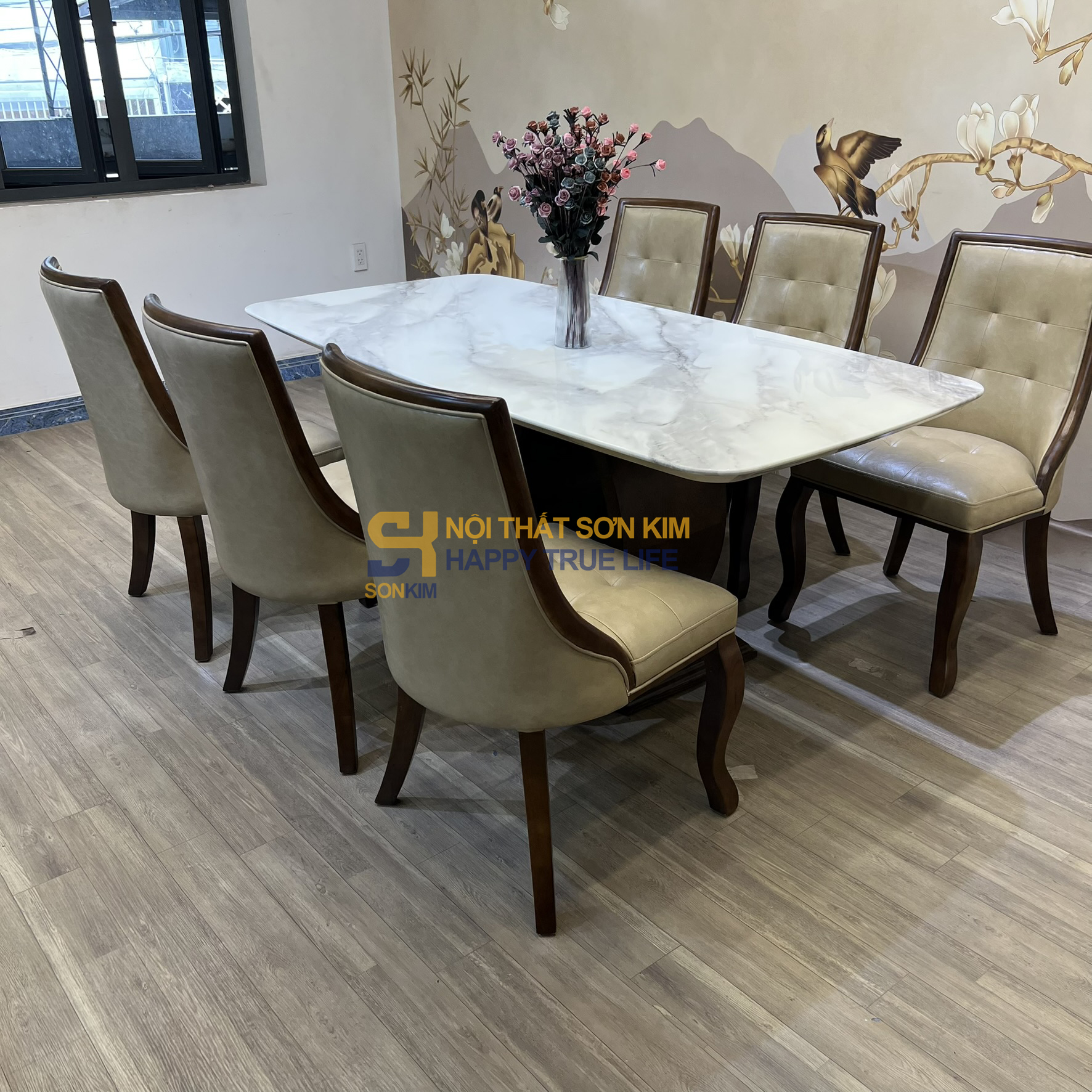 Bàn Ăn Mặt Đá Ceramic Ghế Lucky BGA116