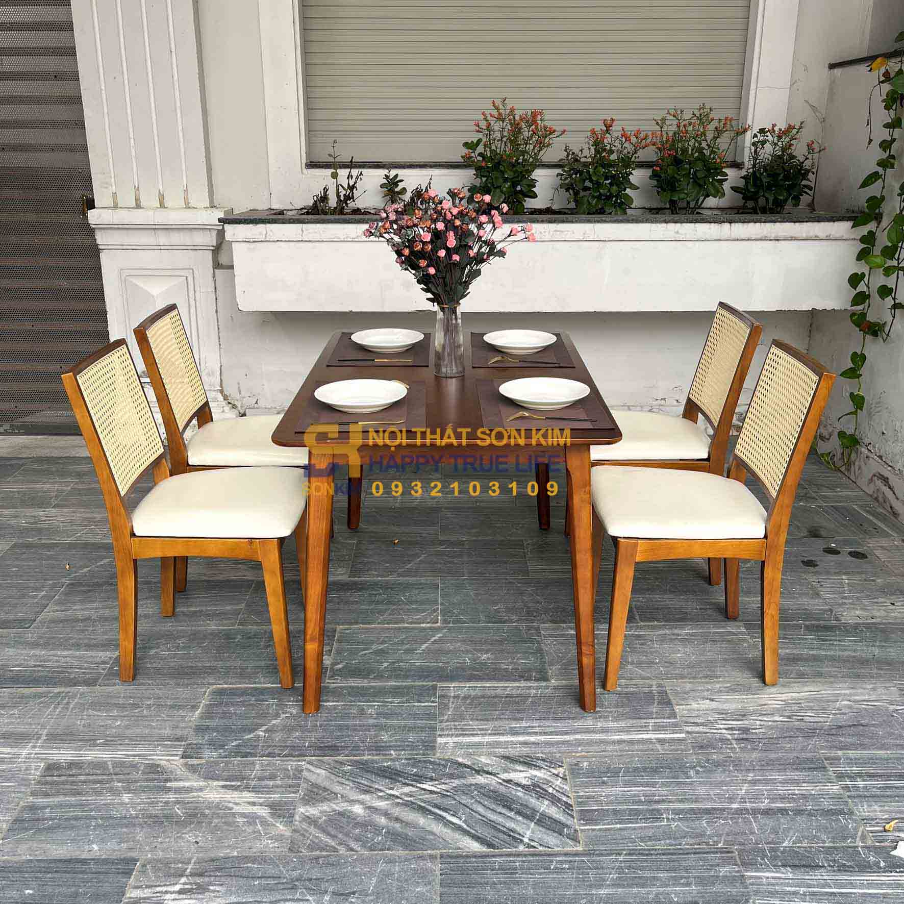 Bộ Bàn Ăn Ashley Ghế Mila Gỗ Cao Su Màu Nâu BGA103