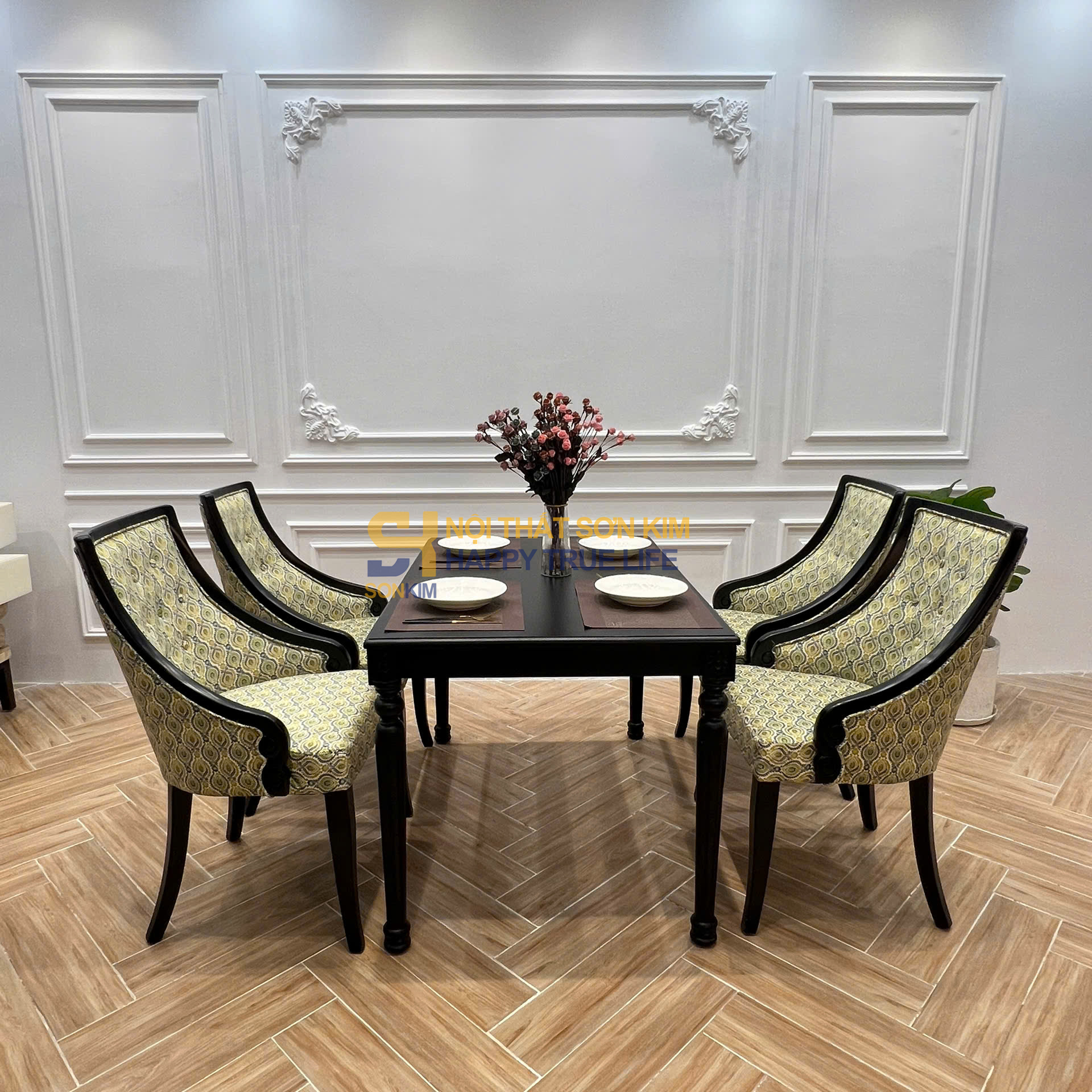 Bộ bàn ăn Louis Tần Bì & Ghế Amber BGA127