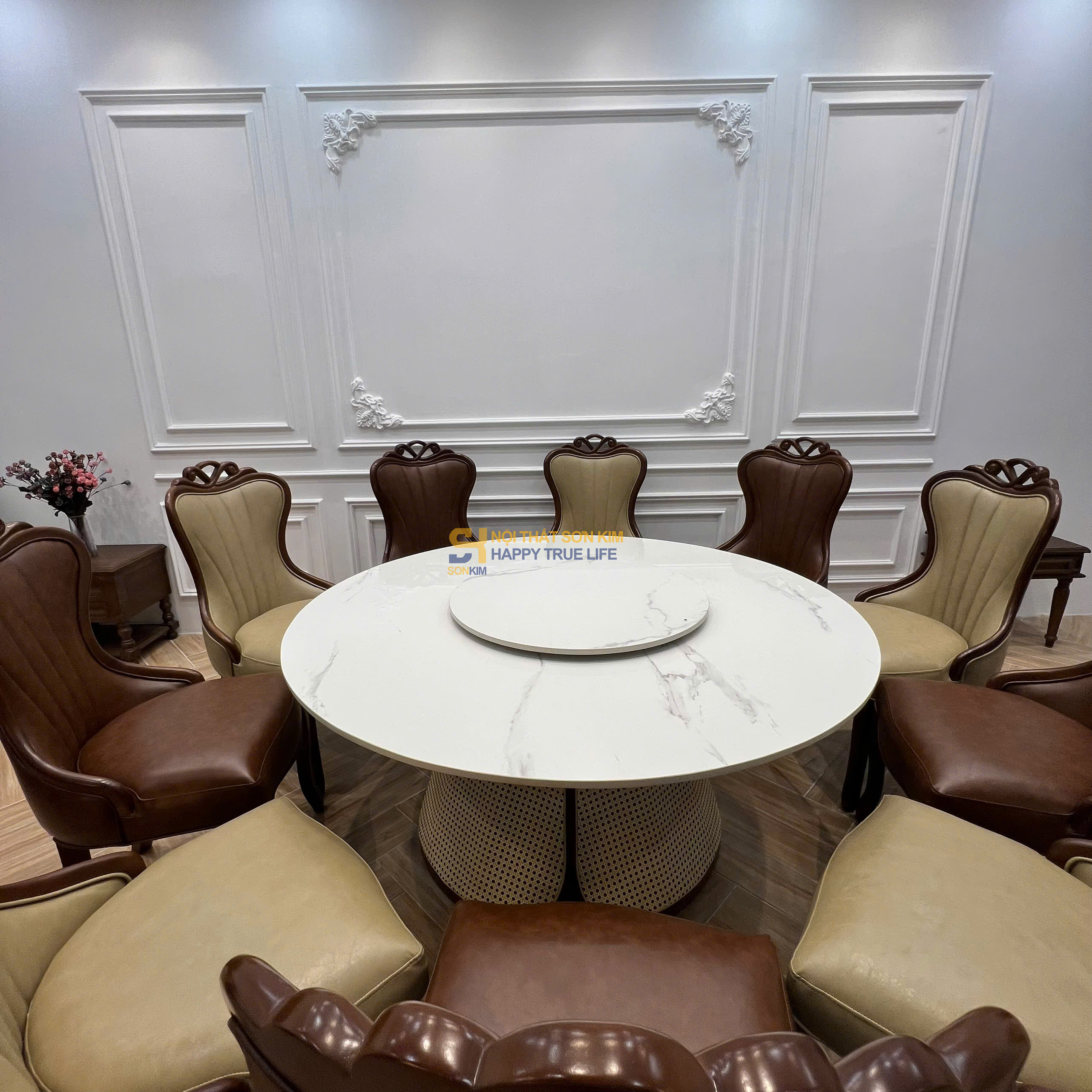 Bộ Bàn Ăn Tròn Phòng Vip Bambo & Ghế ăn Nova BGA138
