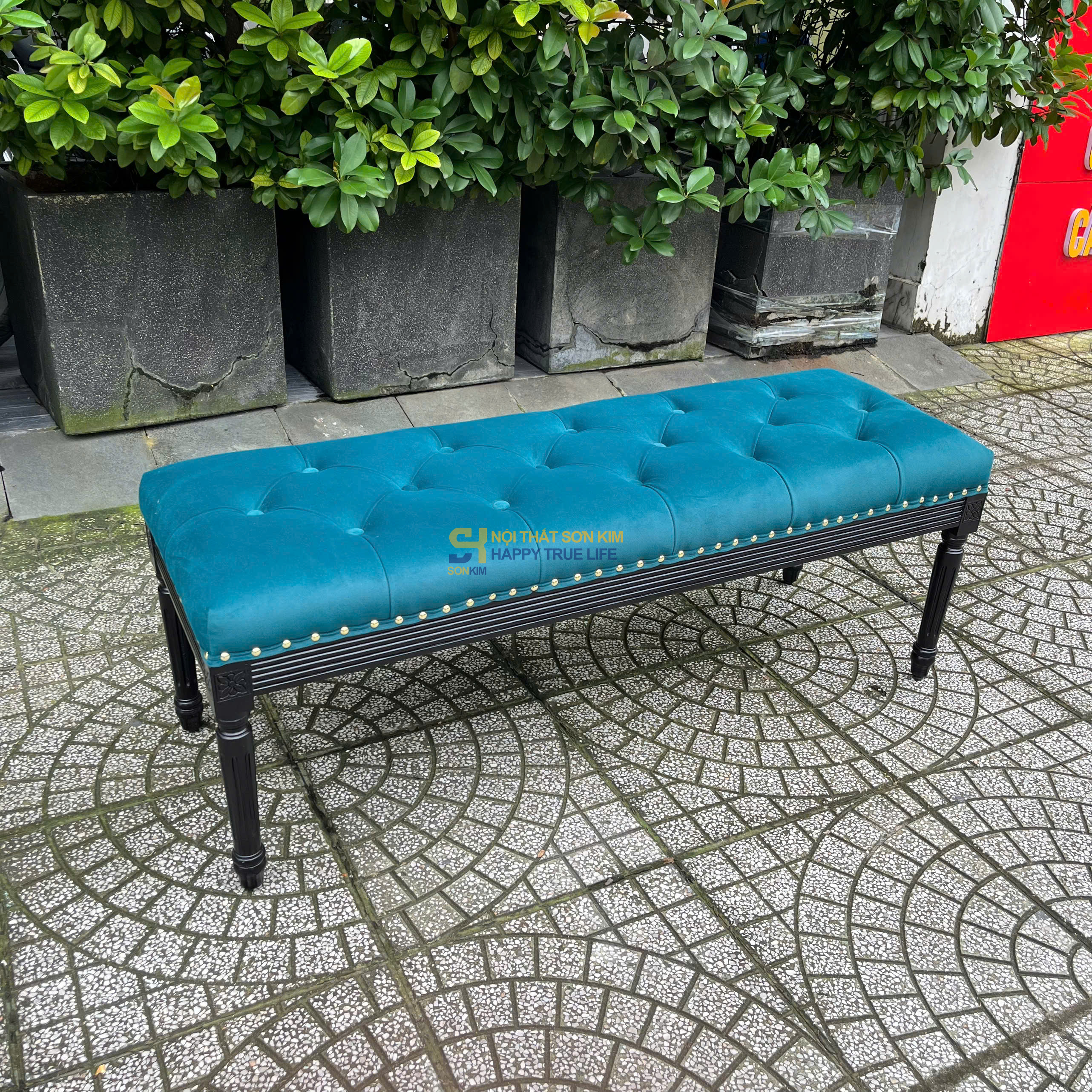 Ghế băng Louis Gỗ Sơn Đen GC210