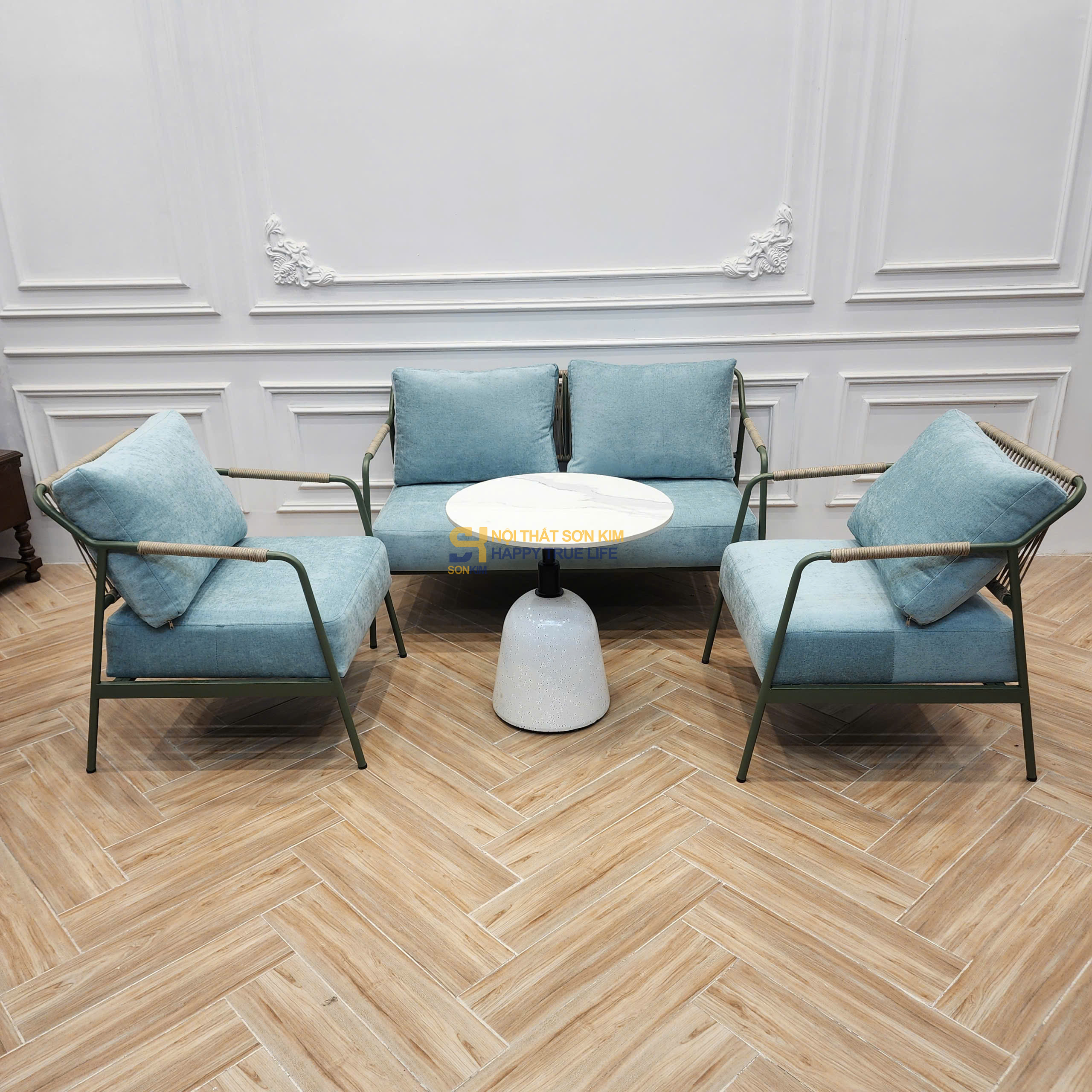 BỘ BÀN GHẾ SOFA ĐAN DÂY BGC374