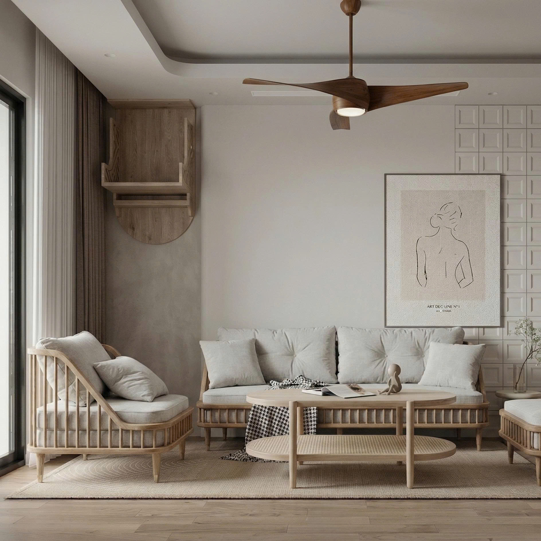 Bộ Sofa KBH Gỗ Tự Nhiên Phong Cách Vintage BGC337